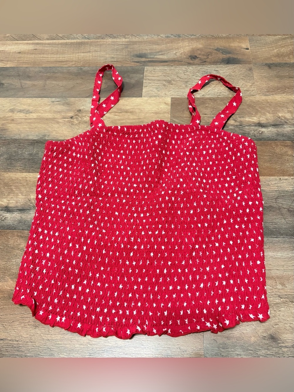 Torrid Women’s Size 2 Red White Star Print Smocked Cami Tank Top Plus Size 2X